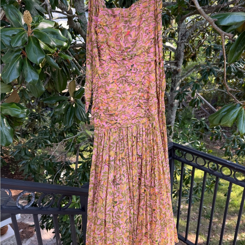 FARM Rio Pink and Green Floral Maxi Dress